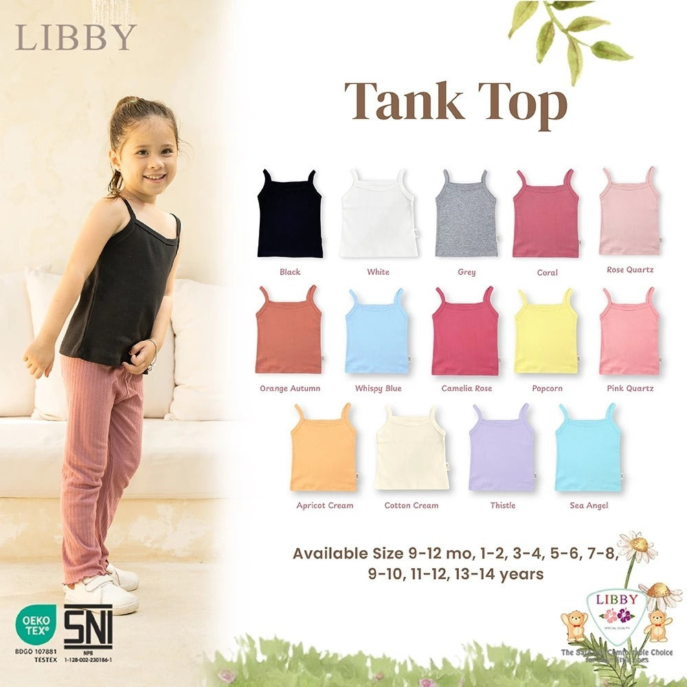 LIBBY Atasan Anak Perempuan Tanktop Polos Usia 9 Bulan - 14 Tahun (1PCS)