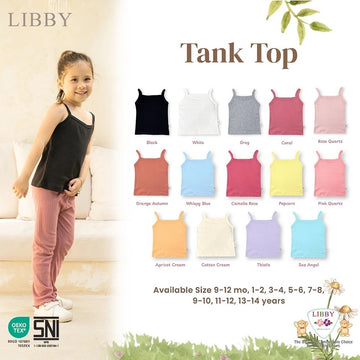 LIBBY Atasan Anak Perempuan Tanktop Polos Usia 9 Bulan - 14 Tahun (1PCS)