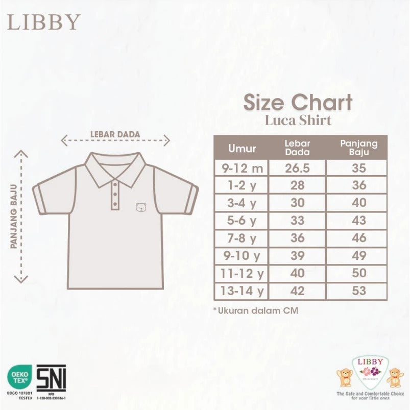 LIBBY BABY LUCA SHIRT ATASAN BAJU KERAH ANAK LAKI-LAKI 9 BULAN - 14 TAHUN