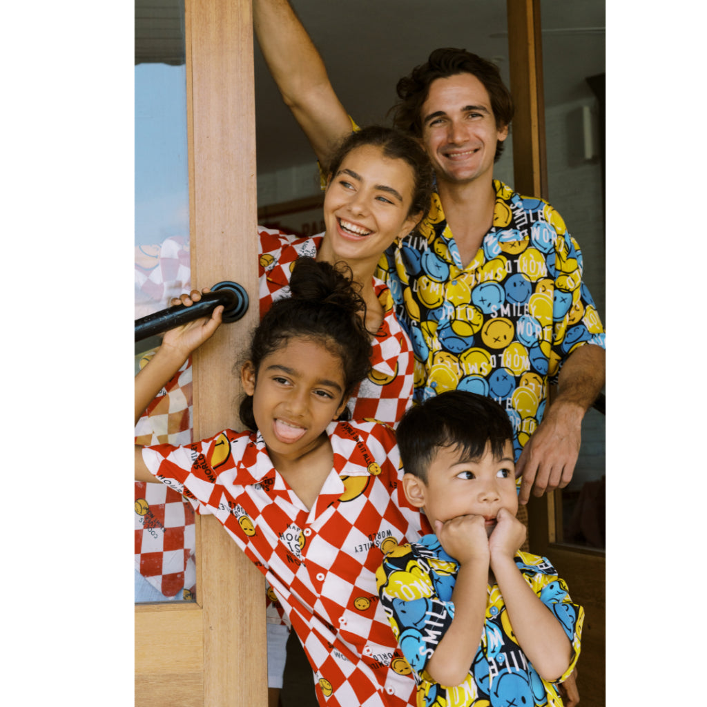 Bohopanna 1-14 Tahun & Adult Nino Shirt Smiley World Family Series/ Kemeja Pantai Bisa kembaran Orang Tua dan Anak