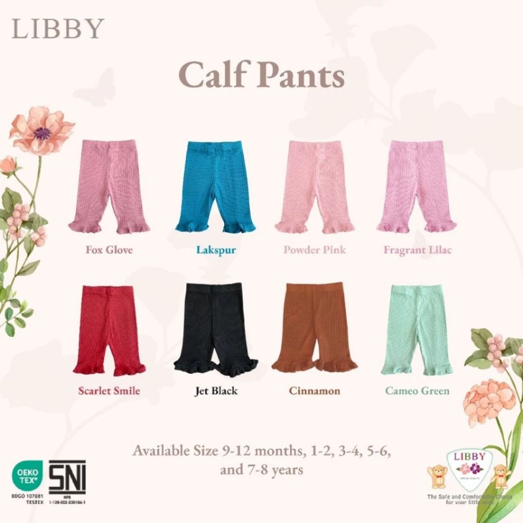 Libby 0-14 Tahun Celana 7/8 Rib Renda Anak Perempuan Easy Calf Pants