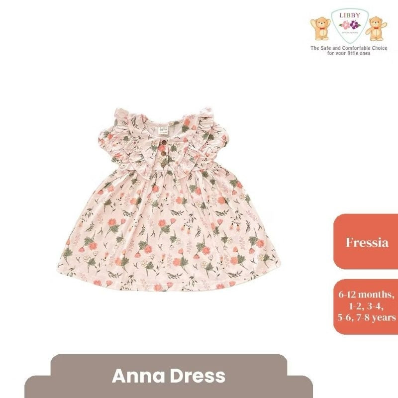 Libby 6 Bulan - 8 Tahun Emily / Jolie / Anna Dress Collar Puffy Dress / Dress Bunga Anak Perempuan Earth Series