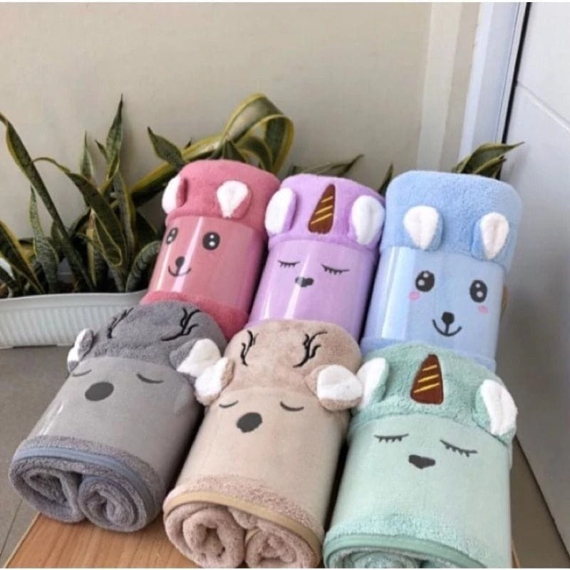 Handuk Mandi Animal 3D  / Kuping Timbul Anak Microfiber 50x100cm Handuk Dewasa Handuk Bayi Lembut Impor