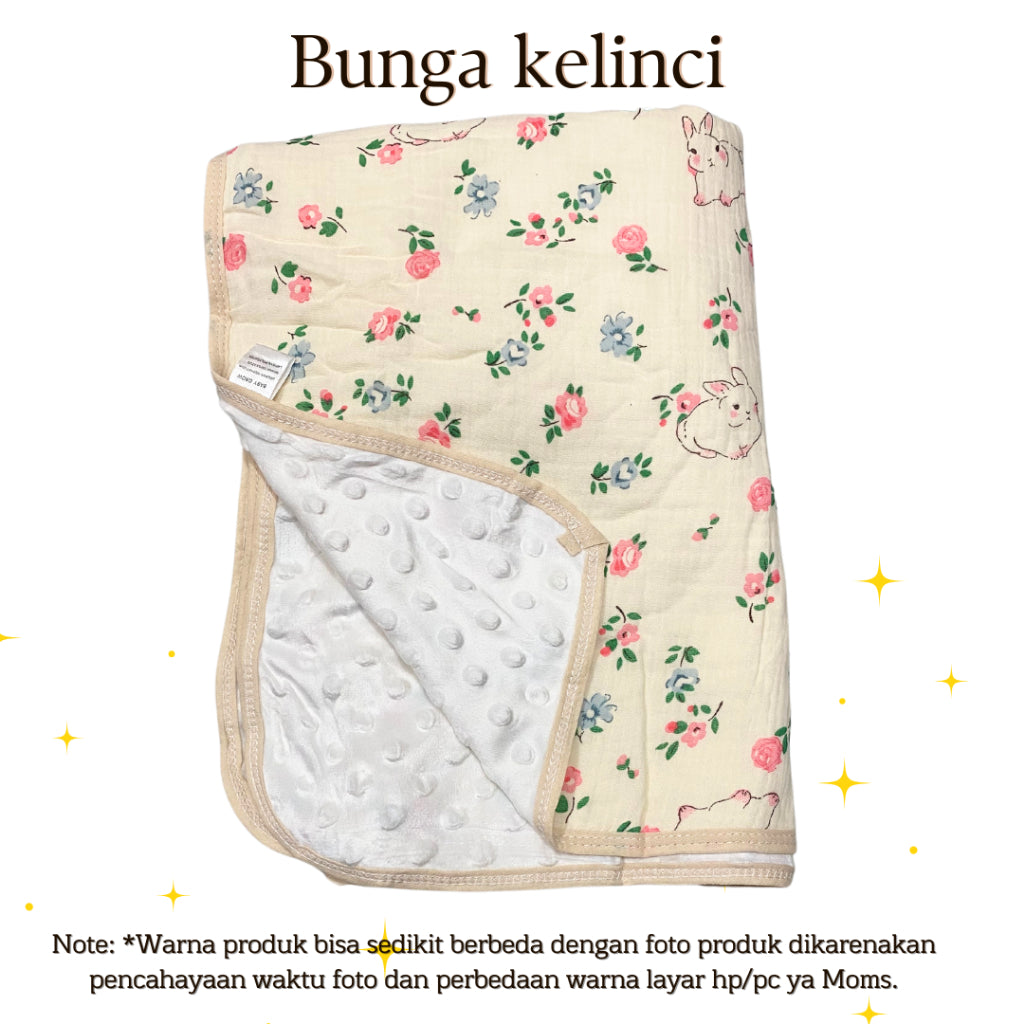Selimut Bayi Bamboo Bubble 100x110cm / Selimut Bayi Korea Minky Stitches Cotton Dot Muslin Jepang Bamboo / Newborn Infant Baby Cotton Muslin Blanket Baby