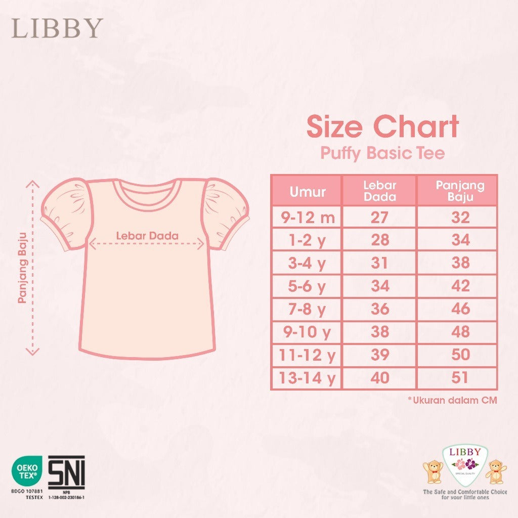 LIBBY BABY BASIC TEE PUFFY ATASAN BAJU KAOS ANAK PEREMPUAN 9 BULAN -14 TAHUN