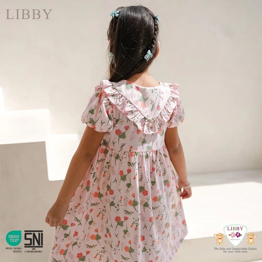 Libby 6 Bulan - 8 Tahun Emily / Jolie / Anna Dress Collar Puffy Dress / Dress Bunga Anak Perempuan Earth Series