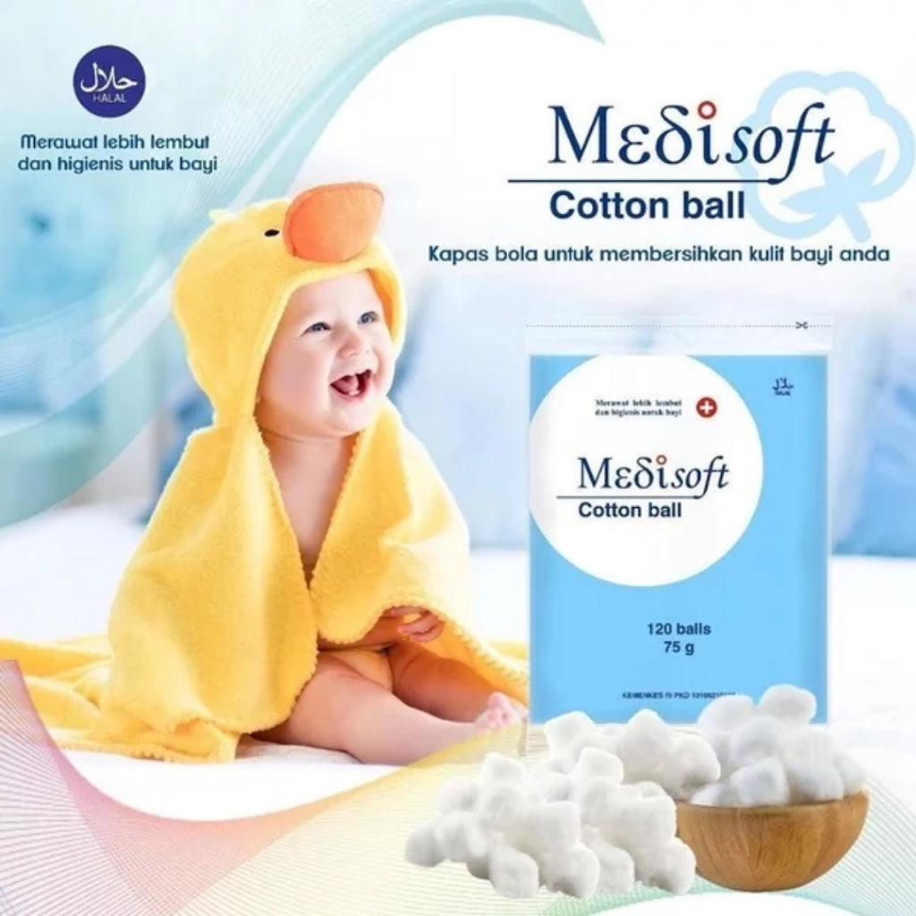 Kapas Medisoft Cotton Ball 120 balls Kapas Bola Bayi