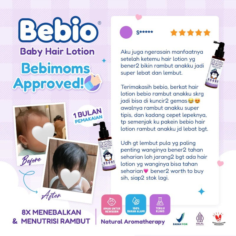 ( GRATIS BEBIO COLOGNE SELAMA PERSEDIAAN MASIH ADA ) Bebio Hair Lotion100 ML Perawatan Rambut Bayi Minyak Rambut Bebio