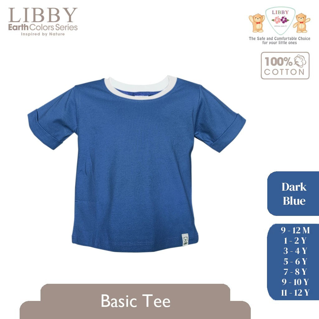 LIBBY Earth Kaos Atasan Polos Katun Anak Unisex 9 Bulan - 12 Tahun Basic Tee Seri 2 (1PCS)-Kaos Anak Laki-laki & Perempuan