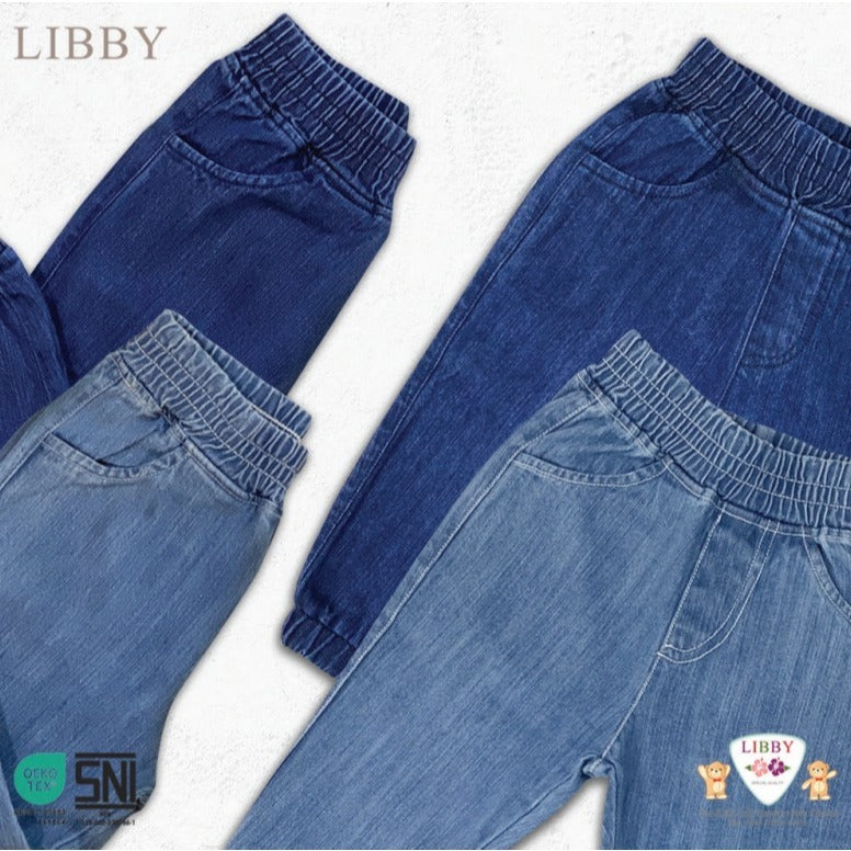 Libby 9 Bulan - 14 Tahun Kiddo Jogger Jeans / Celana Panjang Jogger Denim Anak Unisex