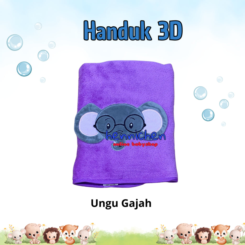 Handuk Mandi Animal 3D  / Kuping Timbul Anak Microfiber 50x100cm Handuk Dewasa Handuk Bayi Lembut Impor