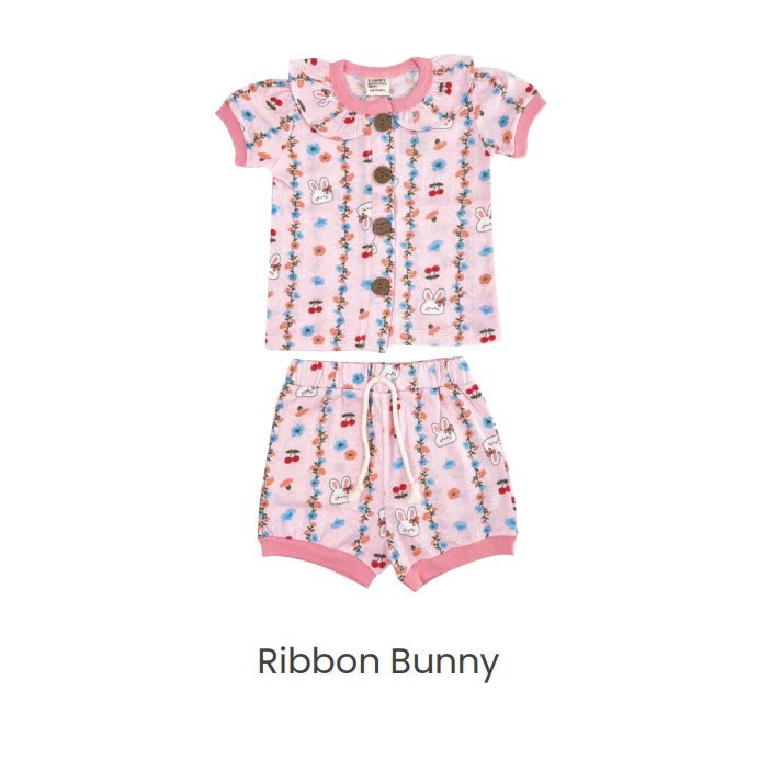 Libby Rocco Girl 0-4 Tahun Setelan Piyama Pendek Panjang Anak Perempuan / Collar Set Girl