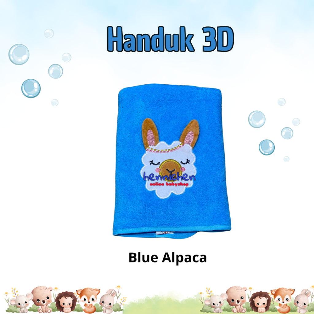 Handuk Mandi Animal 3D  / Kuping Timbul Anak Microfiber 50x100cm Handuk Dewasa Handuk Bayi Lembut Impor
