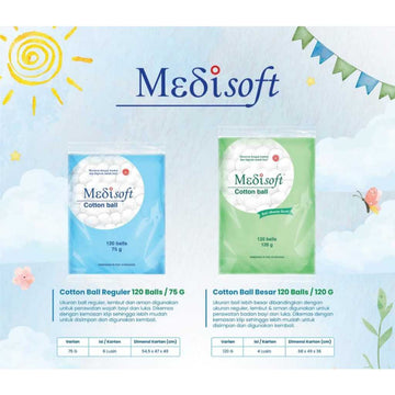 Kapas Medisoft Cotton Ball 120 balls Kapas Bola Bayi