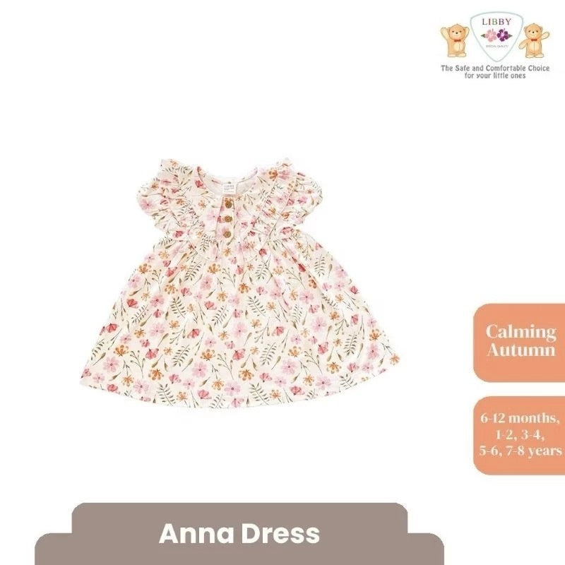 Libby 6 Bulan - 8 Tahun Emily / Jolie / Anna Dress Collar Puffy Dress / Dress Bunga Anak Perempuan Earth Series