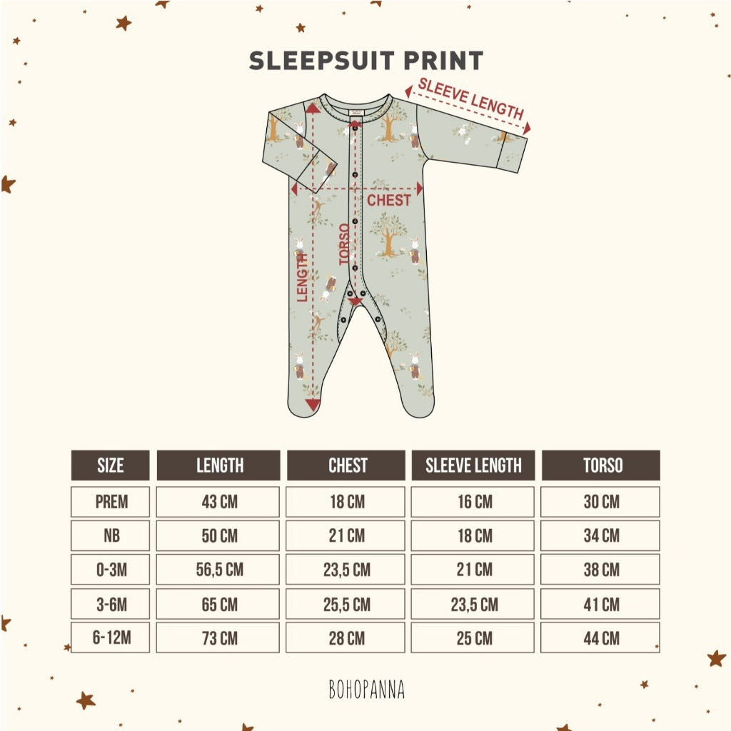 BohoPanna Sleepsuit Print Sleepsuit Bayi 0-1 Year Jumper Anak Katun