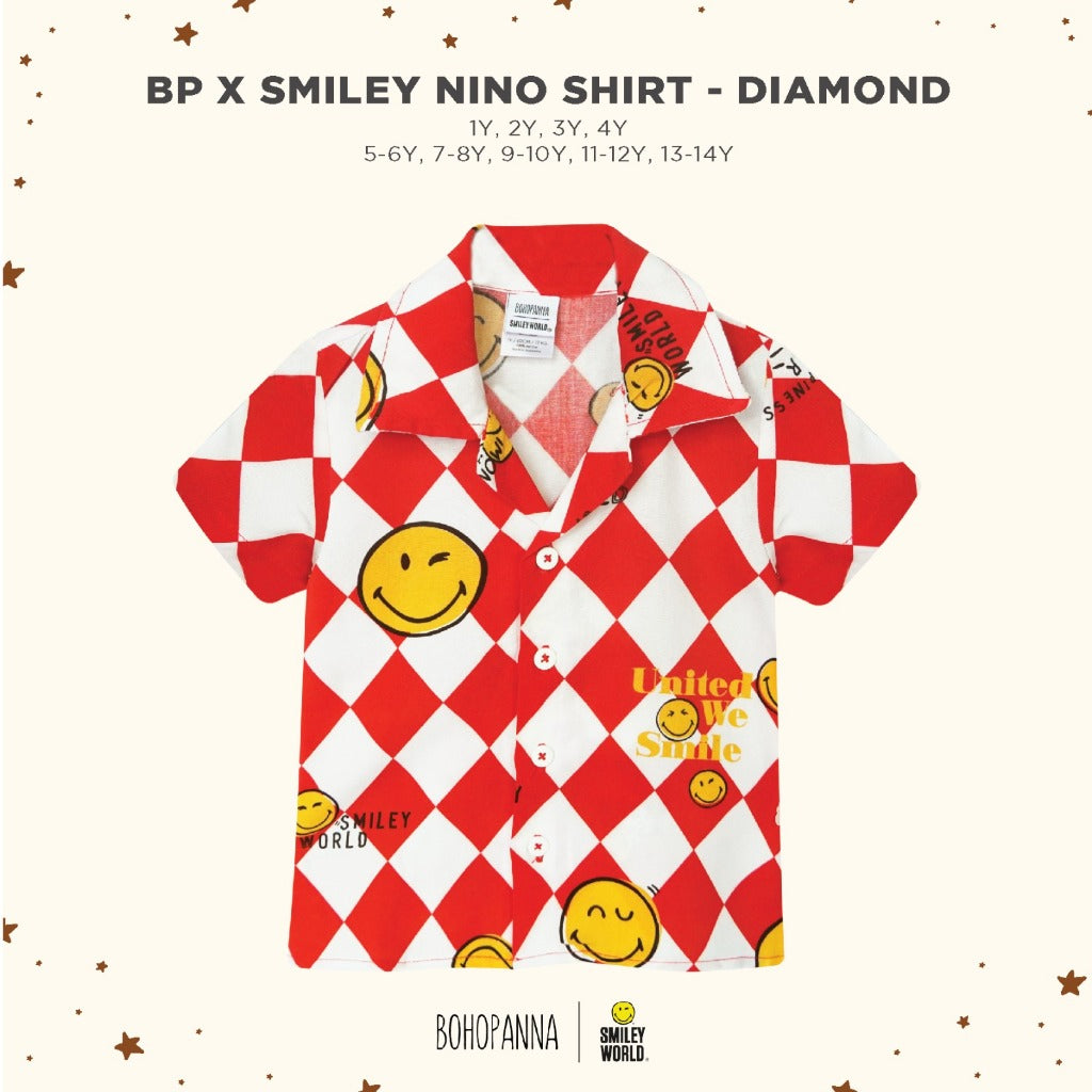 Bohopanna 1-14 Tahun & Adult Nino Shirt Smiley World Family Series/ Kemeja Pantai Bisa kembaran Orang Tua dan Anak