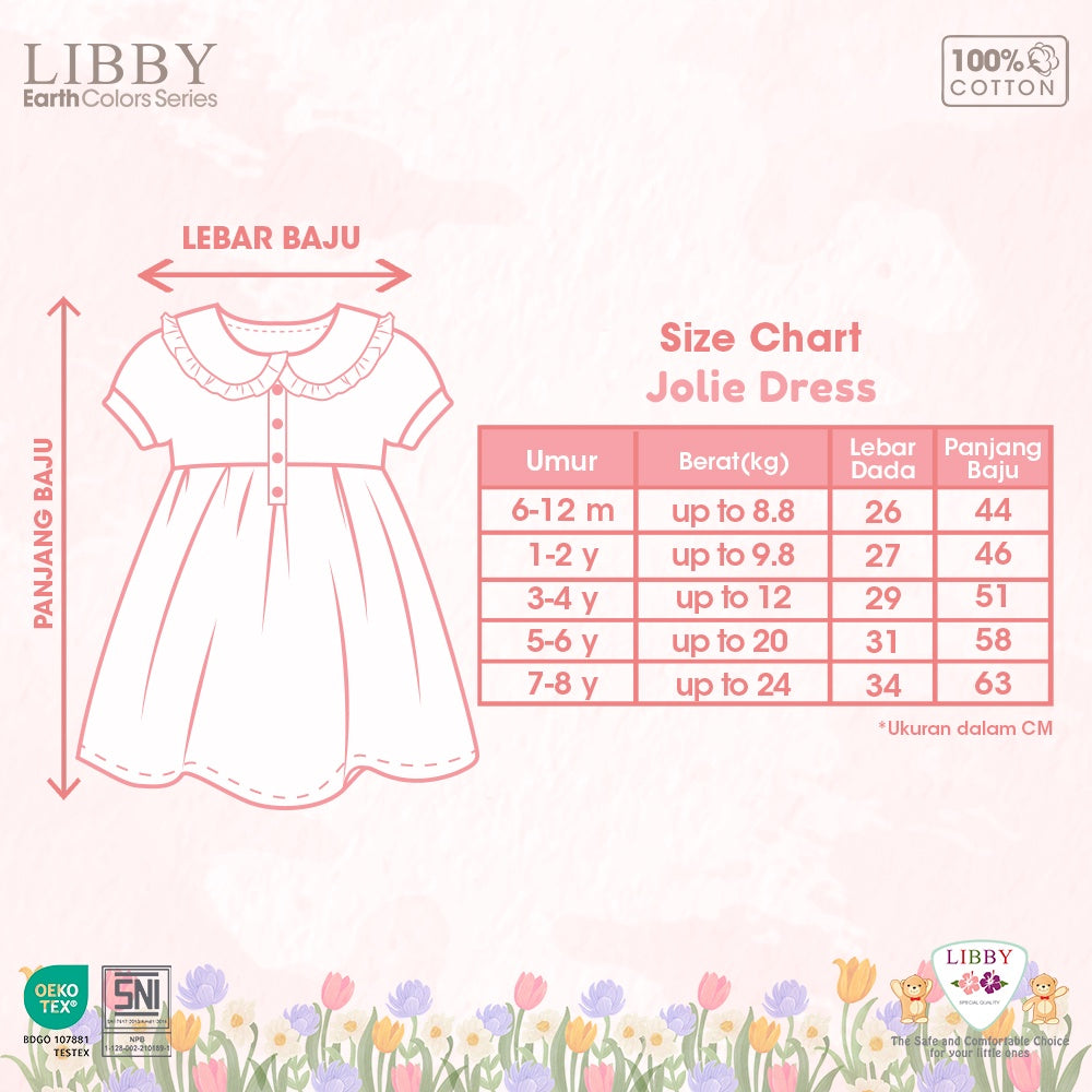 Libby 6 Bulan - 8 Tahun Emily / Jolie / Anna Dress Collar Puffy Dress / Dress Bunga Anak Perempuan Earth Series