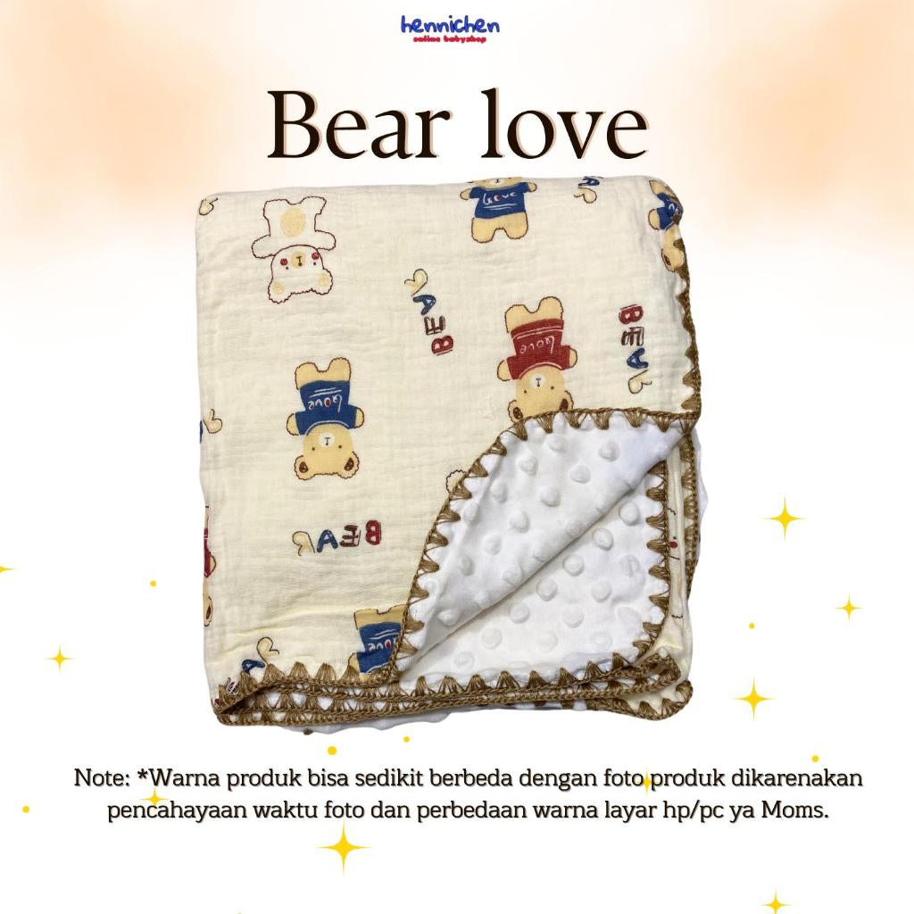 Selimut Bayi Bamboo Bubble 100x110cm / Selimut Bayi Korea Minky Stitches Cotton Dot Muslin Jepang Bamboo / Newborn Infant Baby Cotton Muslin Blanket Baby