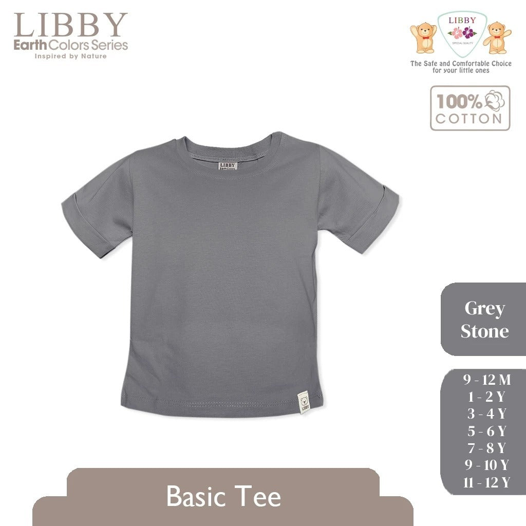 LIBBY Earth Kaos Atasan Polos Katun Anak Unisex 9 Bulan - 12 Tahun Basic Tee Seri 2 (1PCS)-Kaos Anak Laki-laki & Perempuan