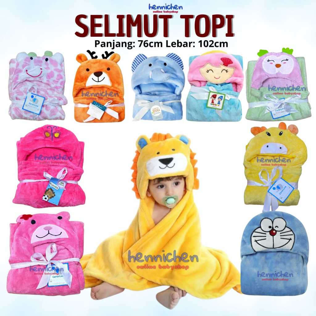 PILIH MOTIF Selimut Bayi Topi Boneka / Selimut bayi topi KARAKTER fleece / selimut bayi topi boneka 3D Just To You/ Kolako RANDOM LUCU