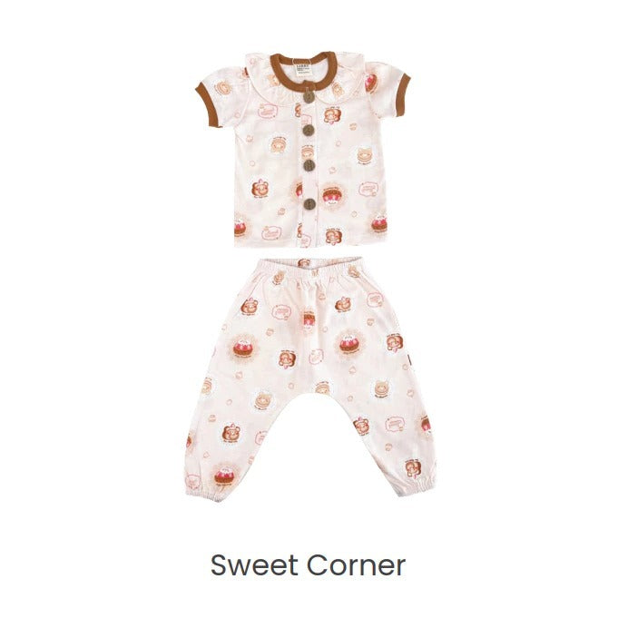 Libby Rocco Girl 0-4 Tahun Setelan Piyama Pendek Panjang Anak Perempuan / Collar Set Girl