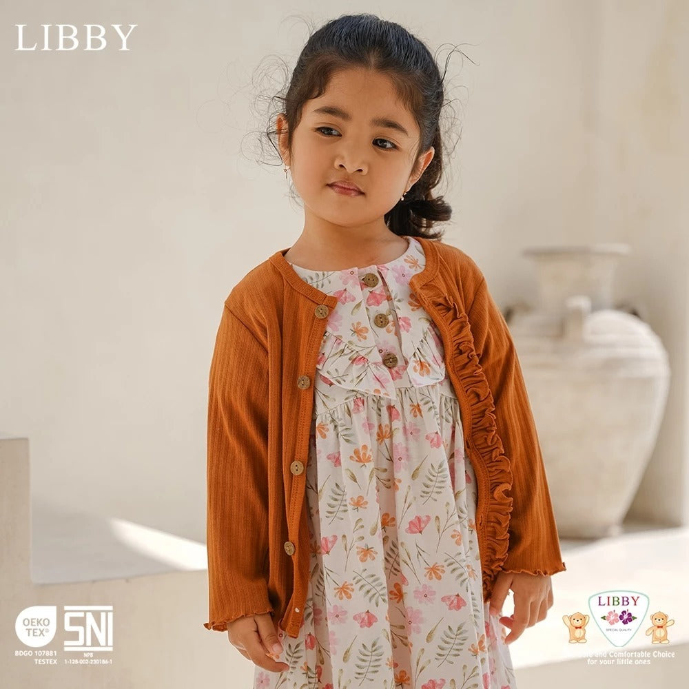Libby 6 Bulan - 8 Tahun Emily / Jolie / Anna Dress Collar Puffy Dress / Dress Bunga Anak Perempuan Earth Series