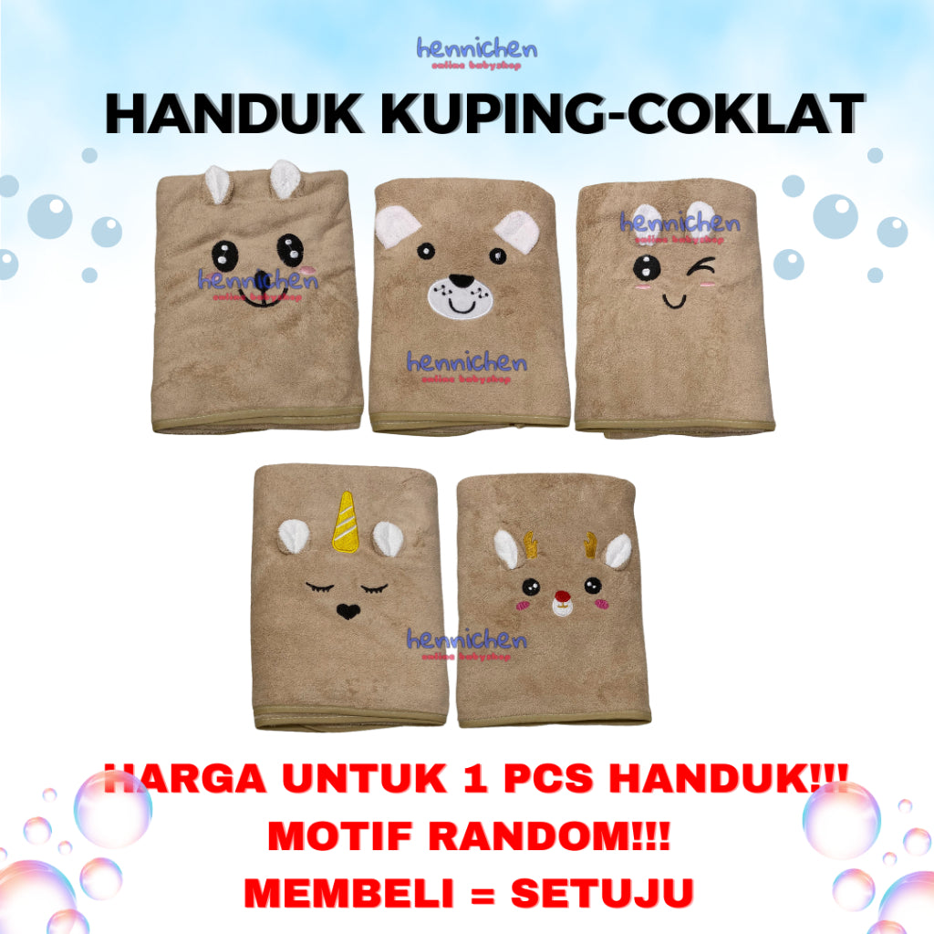 Handuk Mandi Animal 3D  / Kuping Timbul Anak Microfiber 50x100cm Handuk Dewasa Handuk Bayi Lembut Impor