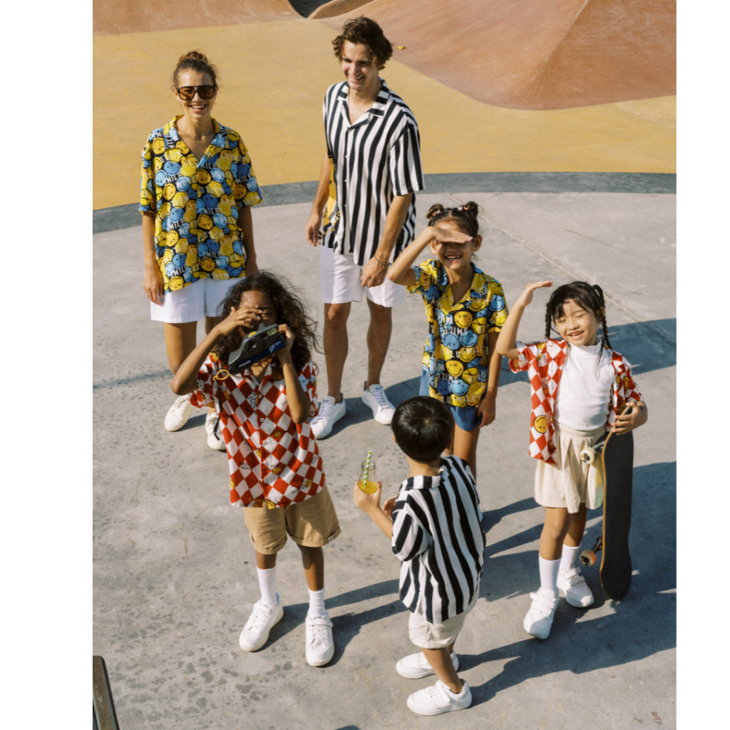 Bohopanna 1-14 Tahun & Adult Nino Shirt Smiley World Family Series/ Kemeja Pantai Bisa kembaran Orang Tua dan Anak