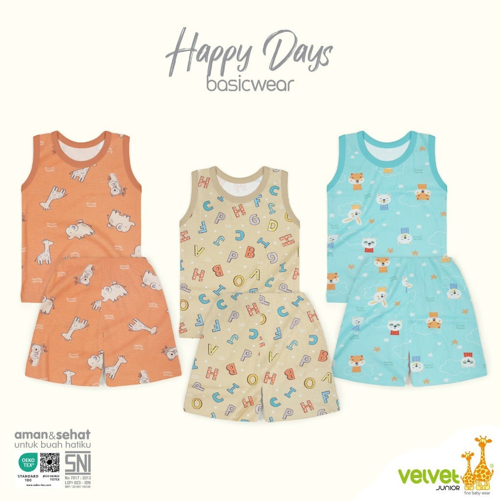 Velvet junior / ARUCHI / MIYO setelan KUTUNG setelan SINGLET GALAPAGOS / SPRING HARMONY /  SPLASHING JOY / EXPEDITION / ENDEARING LION  /  HAPPY DAYS / BLISSFUL BUDDIES  / WARM CUDDLE / DINO BUDDIES baju anak / baju bayi NB SML XL XXL SNI