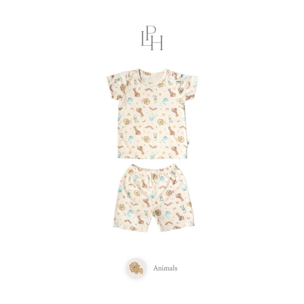 PROMO 6.6 PROMO  LITTLE PALMERHAUS LITTLE WEAR SHOULDER SHORT SLEEVE ANIMALS / CARS / BUTTERFLIES / CIRCUS SEAL / CIRCUS PARADE / CIRCUS HORSE / GAMES RETRO / CINEMA RETRO / MUSIC RETRO SETELAN PIYAMA BAJU BAYI 0-12 BULAN