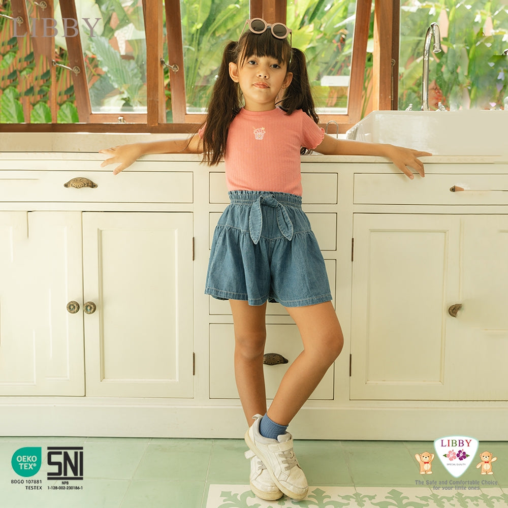 Libby 0 - 6 Tahun Jeans Panjang Anak Perempuan / Celana Rok Bella Skort Ribbon Denim - Ribbony Long Jeans / Rok Celana Pita Denim Fashion BABY BELLA SKORT ROK CELANA ANAK PEREMPUAN 9 BULAN - 14 TAHUN