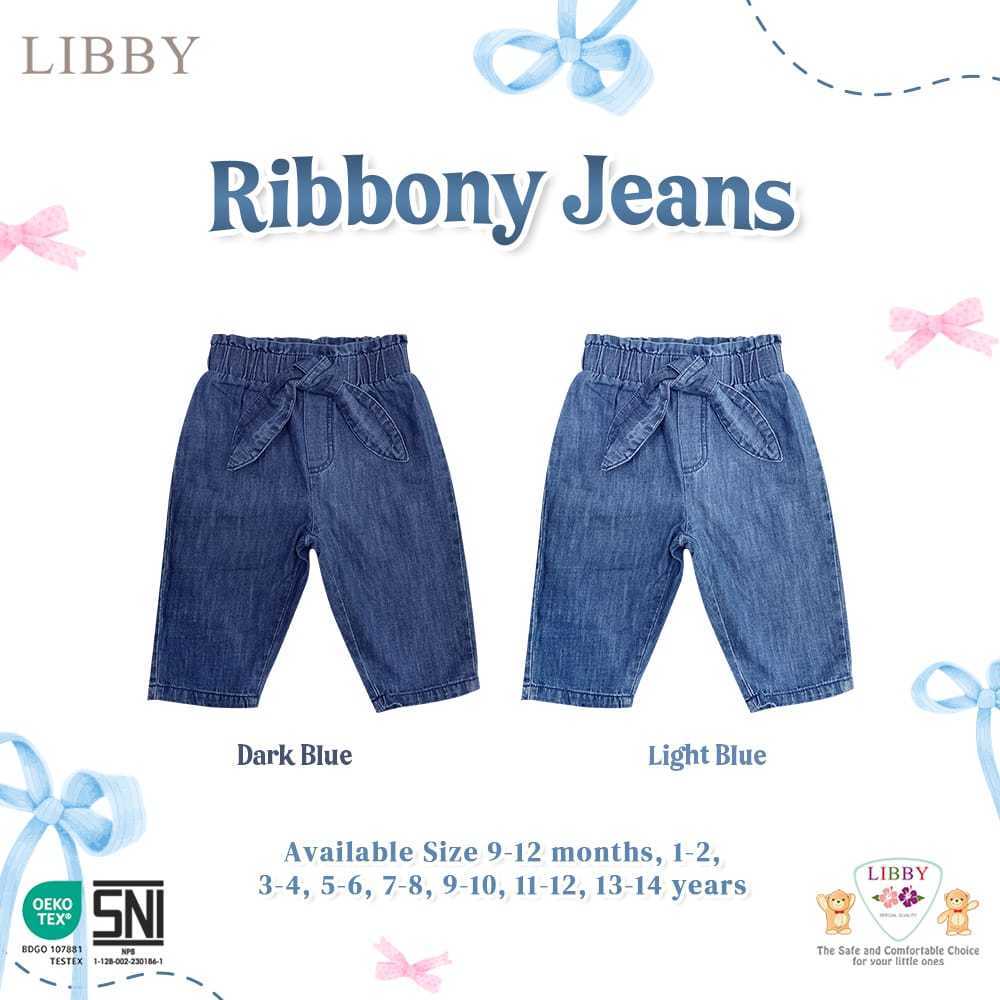 Libby 0 - 6 Tahun Jeans Panjang Anak Perempuan / Celana Rok Bella Skort Ribbon Denim - Ribbony Long Jeans / Rok Celana Pita Denim Fashion BABY BELLA SKORT ROK CELANA ANAK PEREMPUAN 9 BULAN - 14 TAHUN