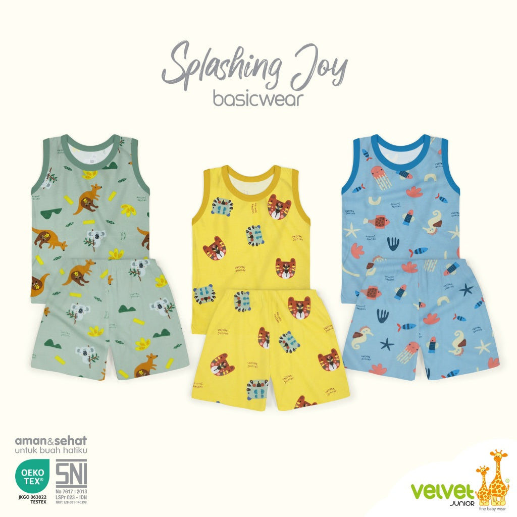 Velvet junior / ARUCHI / MIYO setelan KUTUNG setelan SINGLET GALAPAGOS / SPRING HARMONY /  SPLASHING JOY / EXPEDITION / ENDEARING LION  /  HAPPY DAYS / BLISSFUL BUDDIES  / WARM CUDDLE / DINO BUDDIES baju anak / baju bayi NB SML XL XXL SNI