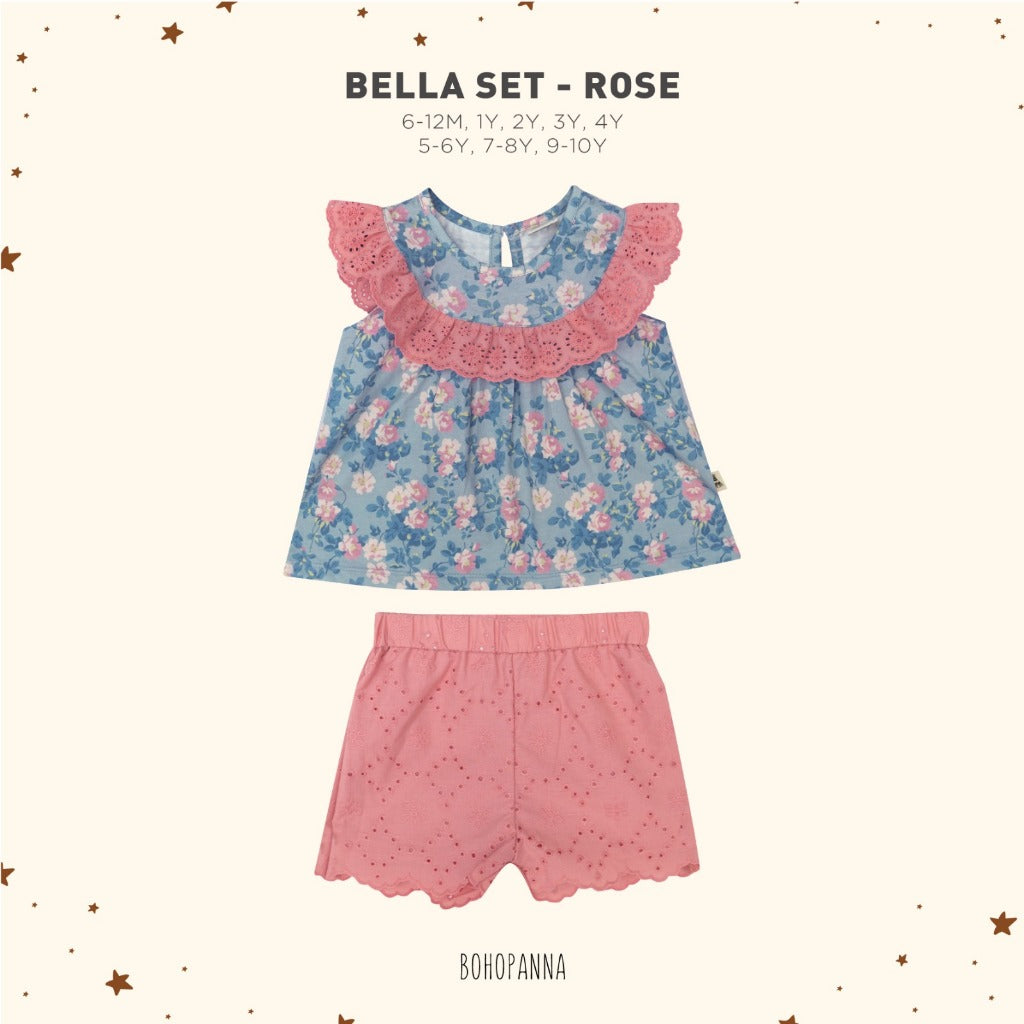Bohopanna Bella & Camille Set 6 Bulan - 10 Tahun Setelan Bunga Ruffle Anak Perempuan Setelan Celana & Rok