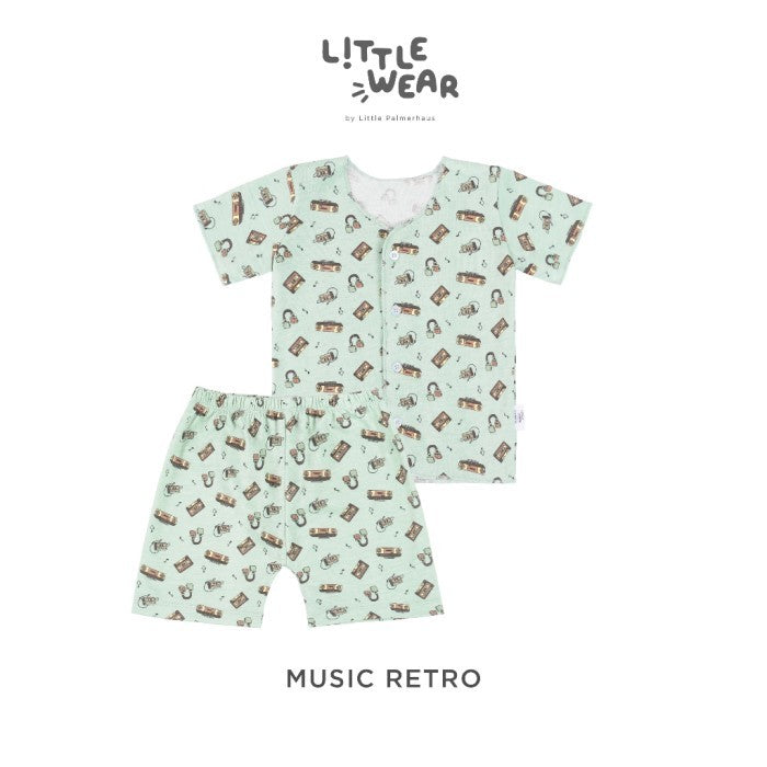 PROMO 6.6 PROMO  LITTLE PALMERHAUS LITTLE WEAR SHOULDER SHORT SLEEVE ANIMALS / CARS / BUTTERFLIES / CIRCUS SEAL / CIRCUS PARADE / CIRCUS HORSE / GAMES RETRO / CINEMA RETRO / MUSIC RETRO SETELAN PIYAMA BAJU BAYI 0-12 BULAN