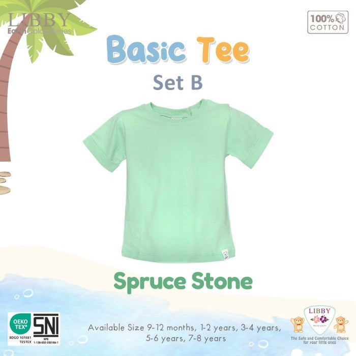 LIBBY Earth Kaos Atasan Polos Katun Anak Unisex 9 Bulan - 12 Tahun Basic Tee Seri 2 (1PCS)-Kaos Anak Laki-laki & Perempuan