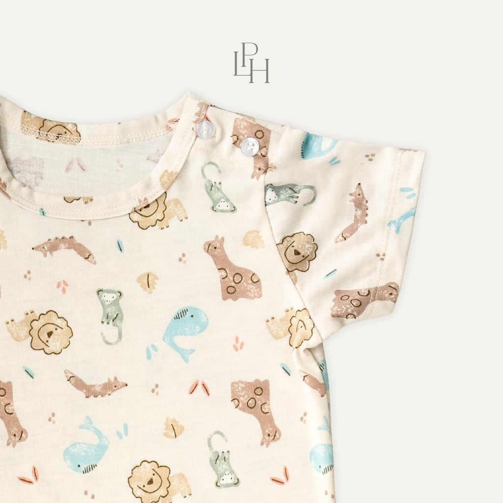 PROMO 6.6 PROMO  LITTLE PALMERHAUS LITTLE WEAR SHOULDER SHORT SLEEVE ANIMALS / CARS / BUTTERFLIES / CIRCUS SEAL / CIRCUS PARADE / CIRCUS HORSE / GAMES RETRO / CINEMA RETRO / MUSIC RETRO SETELAN PIYAMA BAJU BAYI 0-12 BULAN