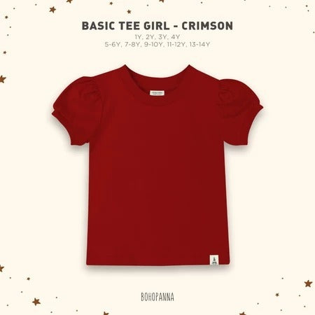Bohopanna Basic Tee Girl 1-14 Tahun Kaos Puffy Anak Perempuan