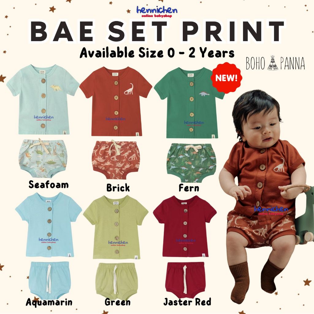 BOHO BABY BAE SET MOTIF PRINT SETELAN PIYAMA ANAK PENDEK BAJU ANAK BAJU SETELAN ANAK BOHOBABY BOHOPANNA PART 2