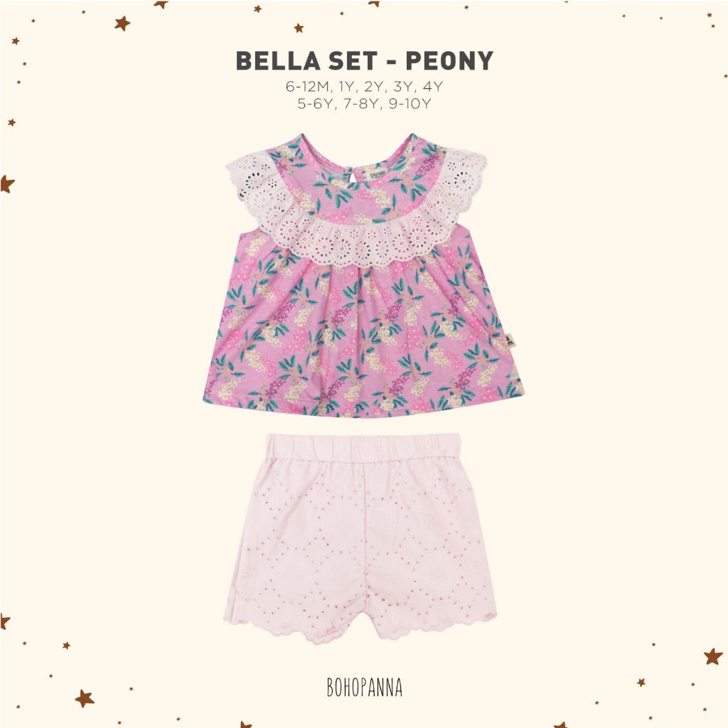 Bohopanna Bella & Camille Set 6 Bulan - 10 Tahun Setelan Bunga Ruffle Anak Perempuan Setelan Celana & Rok