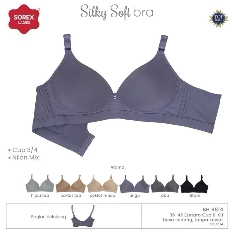[ PILIH WARNA ] Sorex Bra Cup Besar Tanpa Kawat Busa Kait 3 Setara Cup B-C Silky Soft Bra Harian BH 9814 / Sorex Bra Cup Besar Tanpa Kawat Busa Kait 3 Setara Cup B-C Silky Soft Bra Harian BH 9815 99183