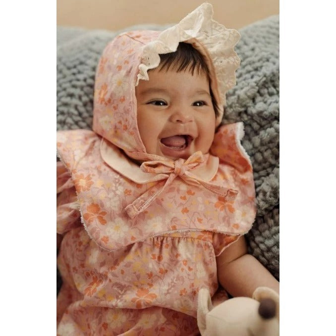 Bohopanna 0-2 Tahun Camille Playsuit / Romper Ruffle Anak Perempuan Motif Bunga Dengan Renda Fashion Bayi Perempuan
