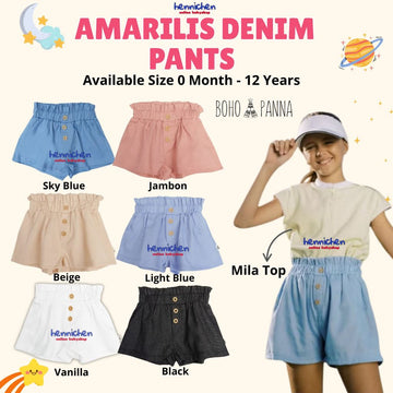 Bohopanna 0-14 Tahun Amarilis Denim Pant / Stella Celana Pendek Highwaist Anak Perempuan