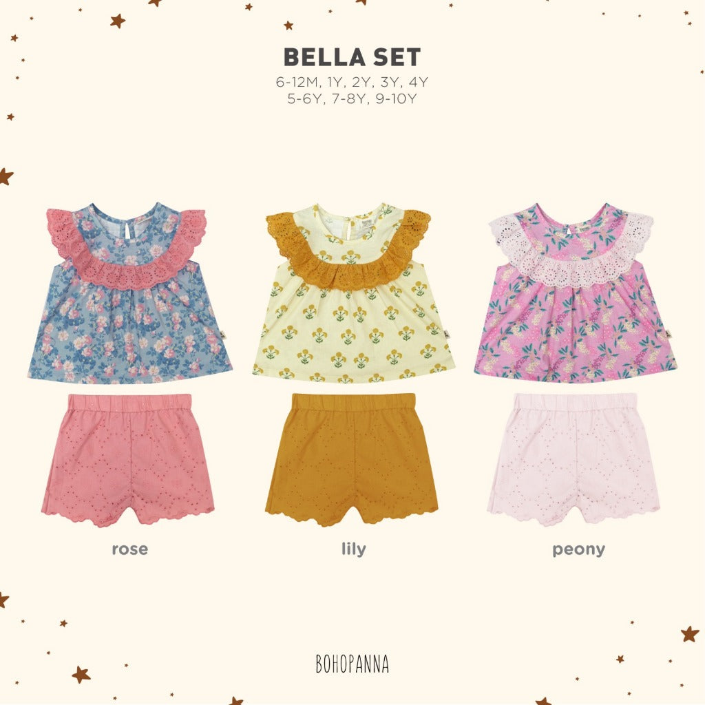 Bohopanna Bella & Camille Set 6 Bulan - 10 Tahun Setelan Bunga Ruffle Anak Perempuan Setelan Celana & Rok