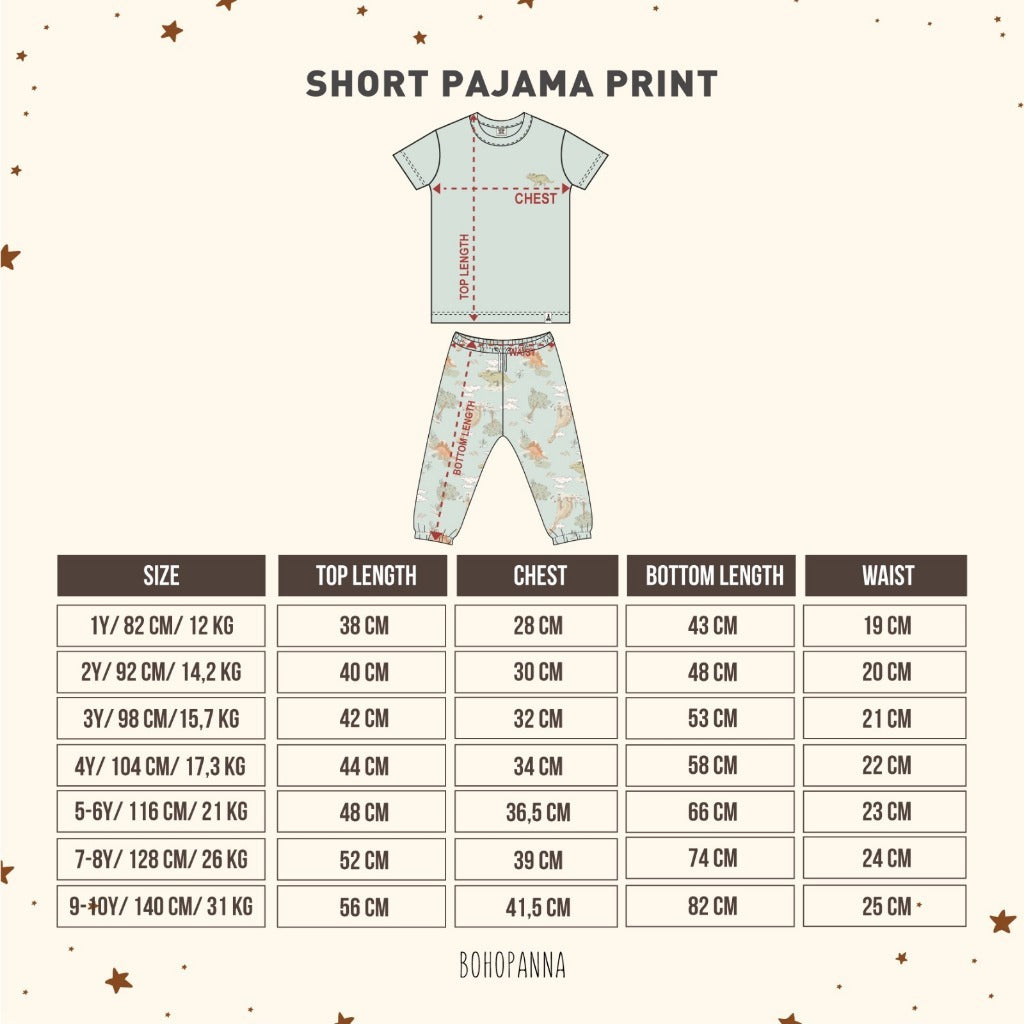 BOHOPANNA NICKO SET / SHORT PAJAMA DINO ANAK SETELAN BAJU ANAK BAJU PENDEK CELANA PANJANG ANAK BOHO BABY 1 - 10 TAHUN PART 2