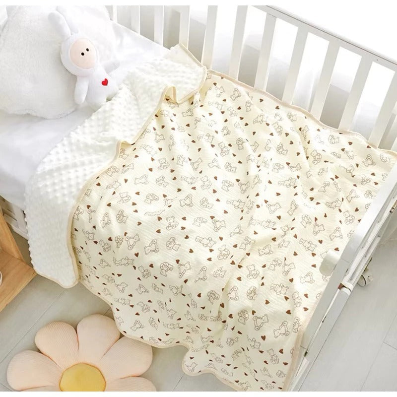 Selimut Bayi Bamboo Bubble 100x110cm / Selimut Bayi Korea Minky Stitches Cotton Dot Muslin Jepang Bamboo / Newborn Infant Baby Cotton Muslin Blanket Baby