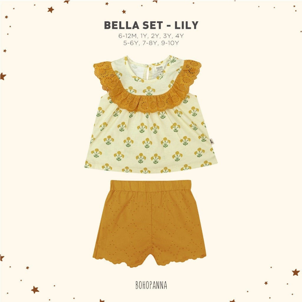 Bohopanna Bella & Camille Set 6 Bulan - 10 Tahun Setelan Bunga Ruffle Anak Perempuan Setelan Celana & Rok