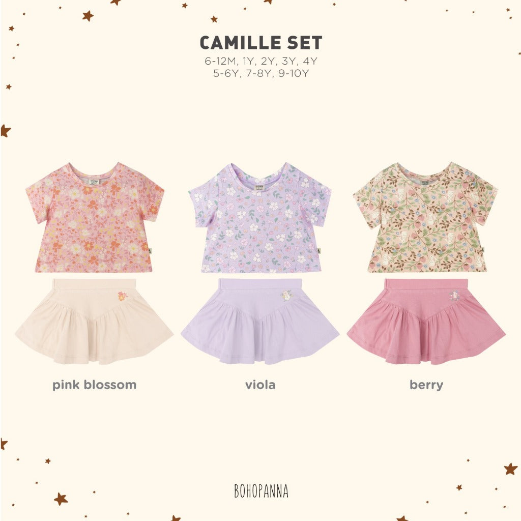Bohopanna Bella & Camille Set 6 Bulan - 10 Tahun Setelan Bunga Ruffle Anak Perempuan Setelan Celana & Rok
