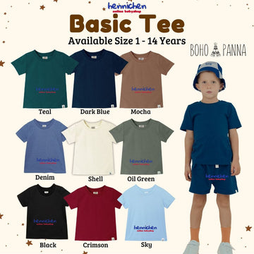 Bohopanna Basic Tee 1-14 Tahun Tshirt Polos / Kaos Warna Basic Anak Unisex Part 1